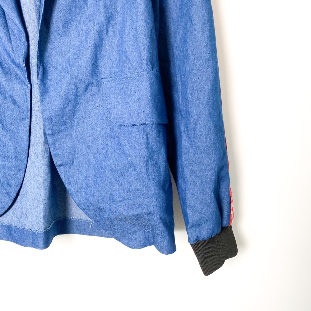 LOVE ❤️ Blue Jean Jacket with Red Tape Accents - Picture 6 of 11